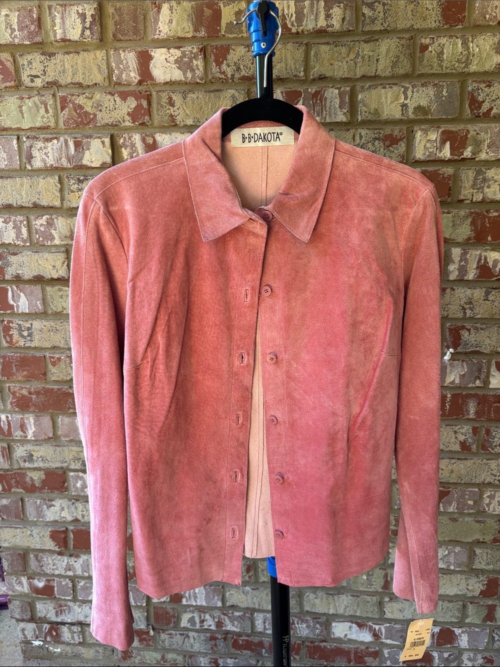 NWT Vintage BB Dakota Pink Suede Leather Ruched Shacket Jacket Y2K Size 7/8